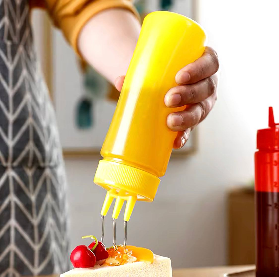 Pack Of 2 Squeeze Sauce Bottle, 3 Nozzles Plastic Sauce Bottle, Salad Dressing Seasoning Ketchup Storage Jar Pack Of 2 Squeeze Sauce Bottle, 3 Nozzles Plastic Sauce Bottle, Salad Dressing Seasoning Ketchup Storage Jar